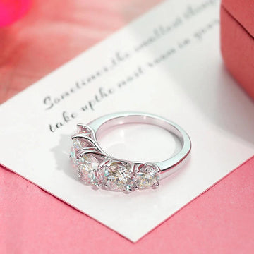 Fabulous 5 Stones 3.6cttw GRA Certified Moissanite Diamonds Eternity Rings Silver Wedding Engagement Fine Jewellery